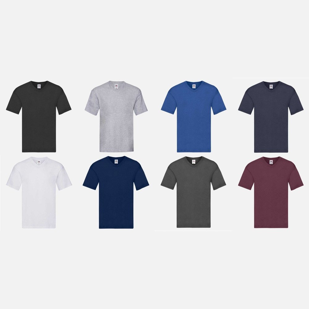 Men's Original Fruit of the Loom V Neck Short Sleeve T-Shirt Top SS142M