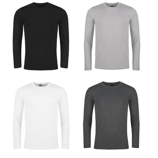 Mens Russell Athletic Long Sleeve Crew Neck Plain T-Shirt Top 167M