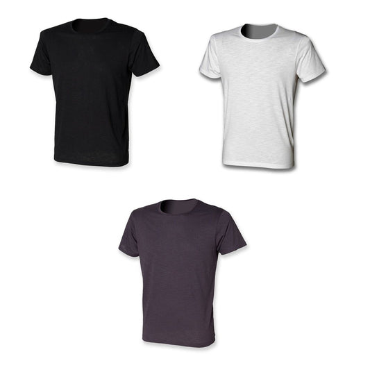 Mens Slub Crew Neck Cotton Short Sleeve T-Shirt Top SFM281