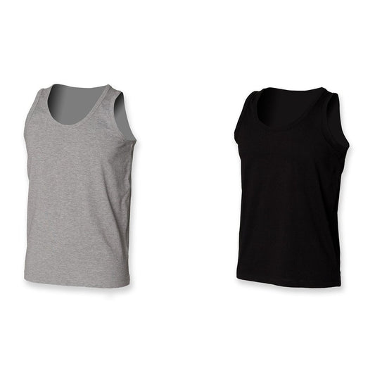 Mens Stretch Sleeveless Tank T-shirt Gents Cotton Vest Top Black Grey SF103