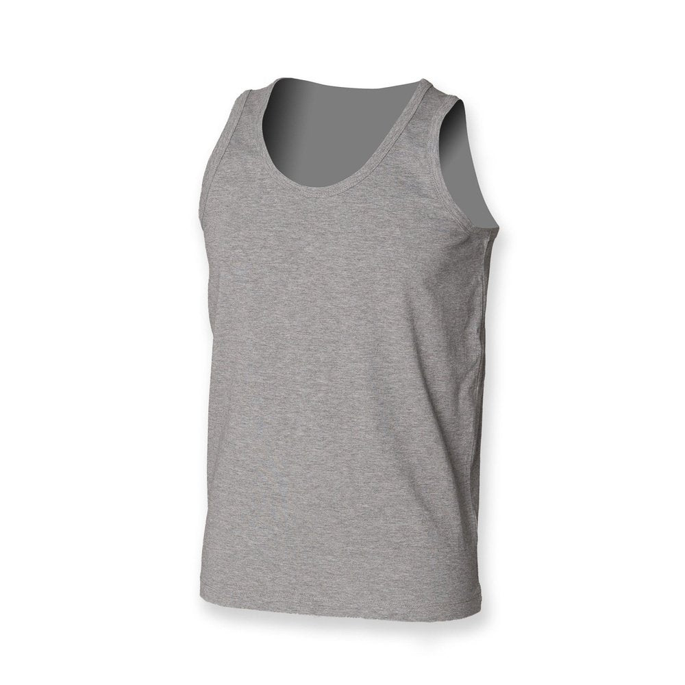 Mens Stretch Sleeveless Tank T-shirt Gents Cotton Vest Top Black Grey SF103
