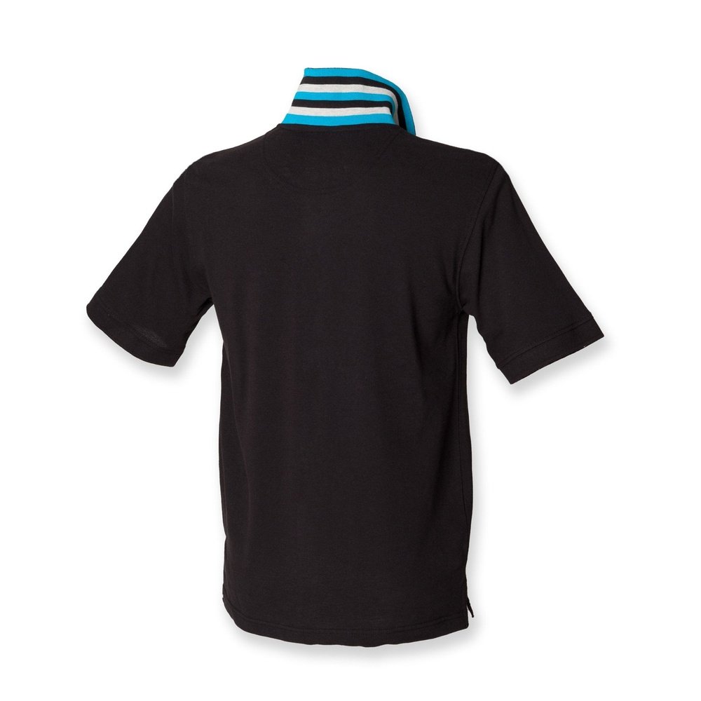 Men's Striped Collar Henbury Cotton Polo Shirt Gents T-shirt Top Navy Black H283