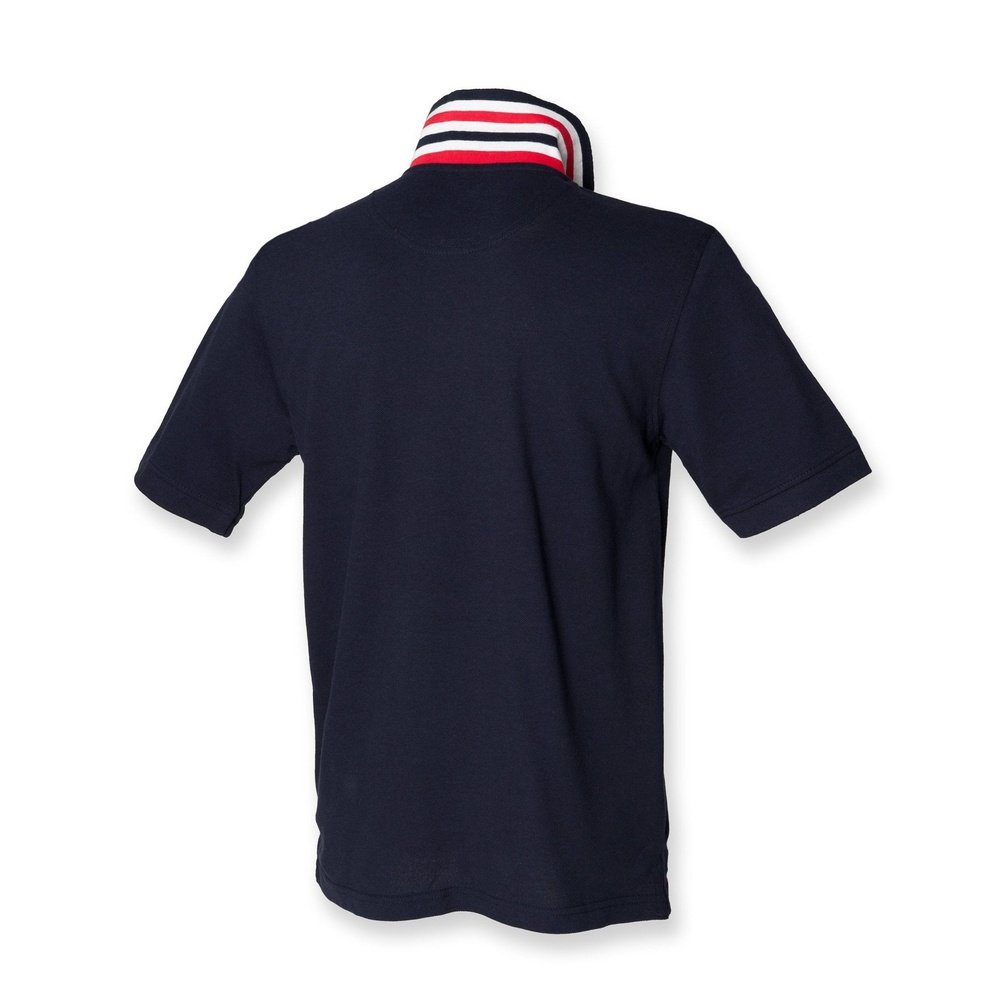 Men's Striped Collar Henbury Cotton Polo Shirt Gents T-shirt Top Navy Black H283