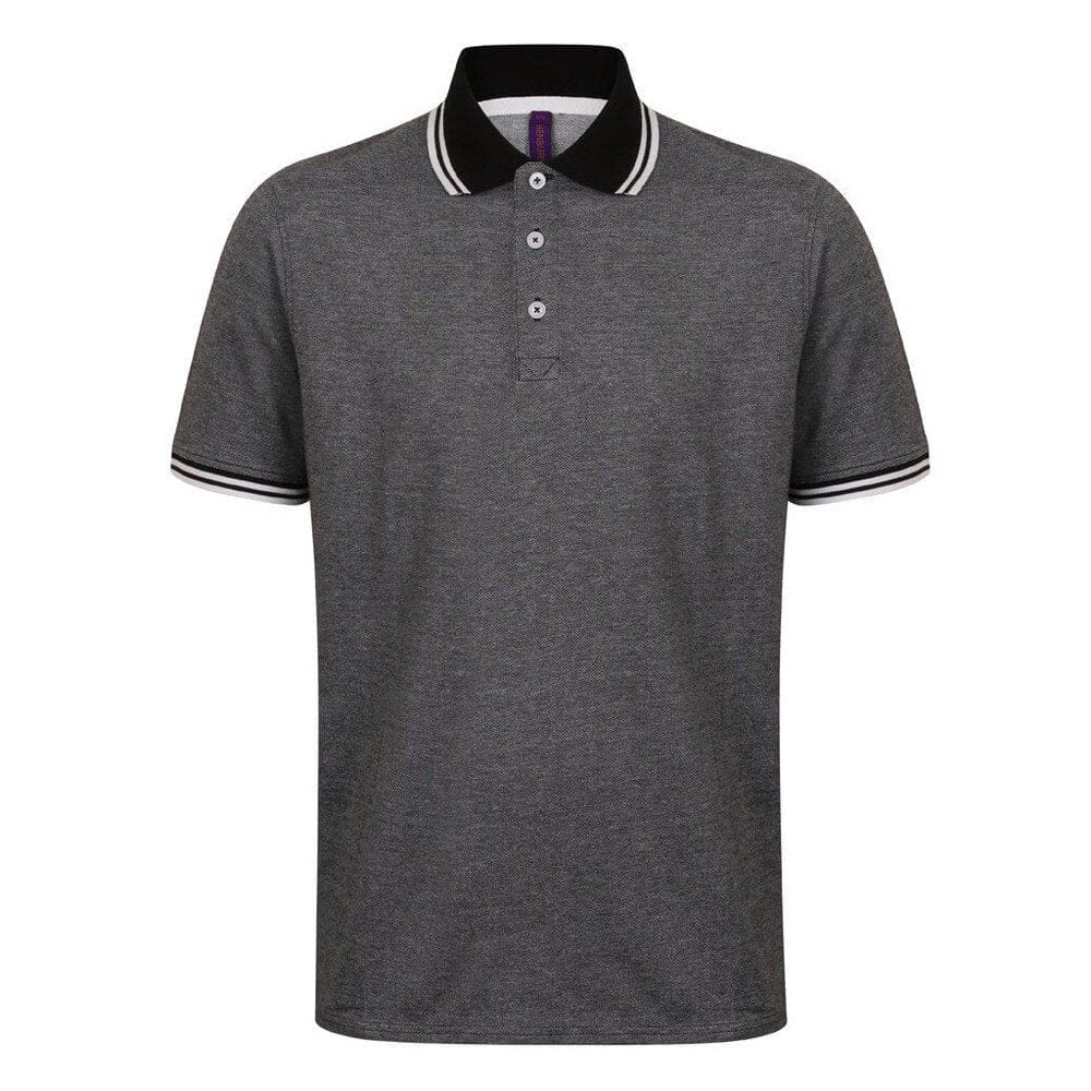 Mens Two Toned Cotton Polo Shirt Gents Modern Fit T-Shirt Top H151
