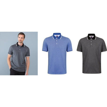 Mens Two Toned Cotton Polo Shirt Gents Modern Fit T-Shirt Top H151