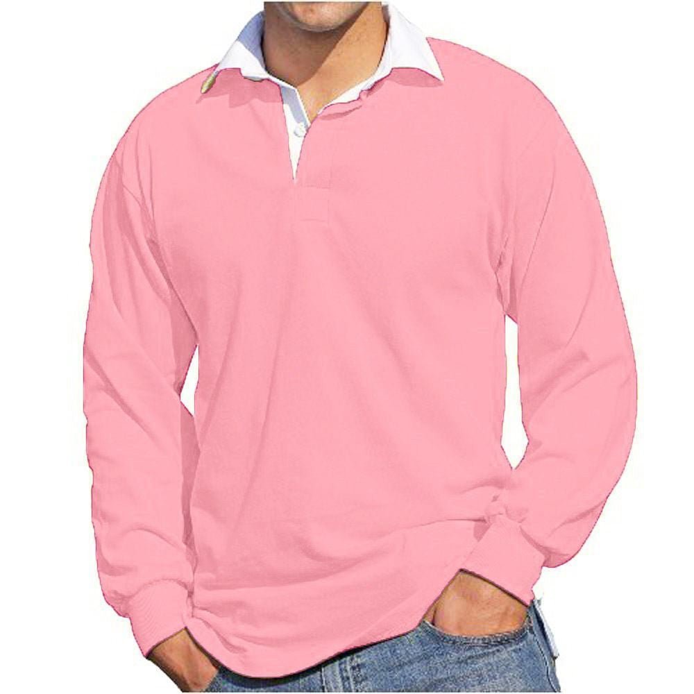 New Gents Long Sleeve Plain Front Row Rugby Shirt Top 10 Colours FR001