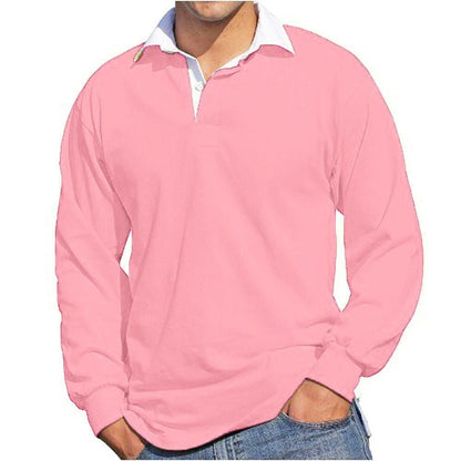 New Gents Long Sleeve Plain Front Row Rugby Shirt Top 10 Colours FR001