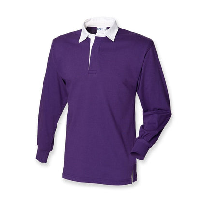 New Gents Long Sleeve Plain Front Row Rugby Shirt Top 10 Colours FR001