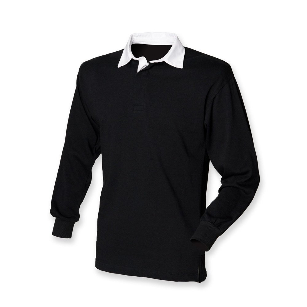 New Gents Long sleeve Plain Front Row Rugby Shirt Top FR100