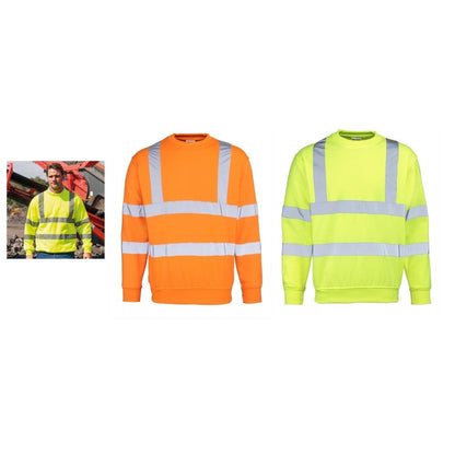 RTY Men's High Visibility Sweatshirt Workwear Yellow, Orange S - 5XL HV073