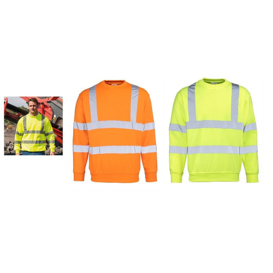 RTY Men's High Visibility Sweatshirt Workwear Yellow, Orange S - 5XL HV073